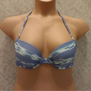 Shade & Shore Periwinkle and White Halter Bikini Top